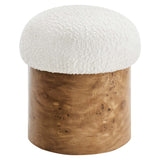Wilhelmina Boucle Upholstered Ottoman in Ivory Burl