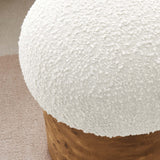 Wilhelmina Boucle Upholstered Ottoman in Ivory Burl