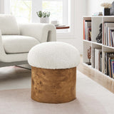 Wilhelmina Boucle Upholstered Ottoman in Ivory Burl