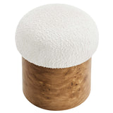 Wilhelmina Boucle Upholstered Ottoman in Ivory Burl