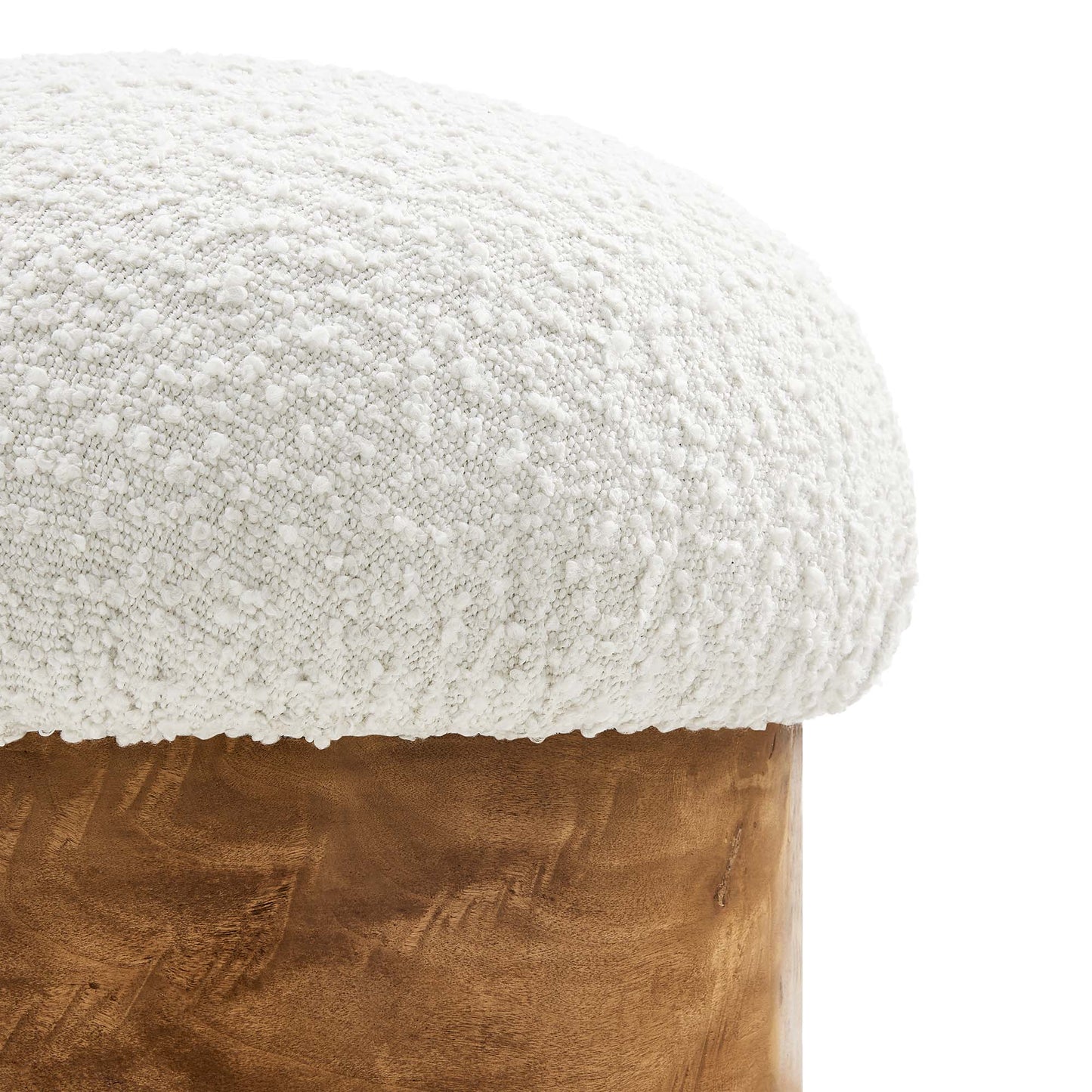Breeze Boucle Upholstered Ottoman by Furniture For America