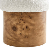 Wilhelmina Boucle Upholstered Ottoman in Ivory Burl