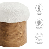 Wilhelmina Boucle Upholstered Ottoman in Ivory Burl