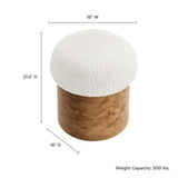 Wilhelmina Boucle Upholstered Ottoman in Ivory Burl