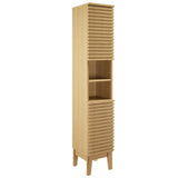 Vera Tall Narrow Bathroom Storage Cabinet in Oak