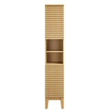 Vera Tall Narrow Bathroom Storage Cabinet in Oak