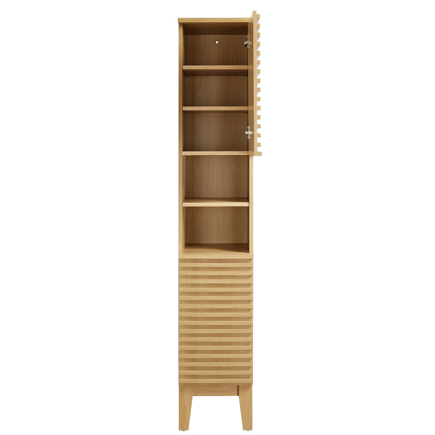 Vera Tall Narrow Bathroom Storage Cabinet in Oak