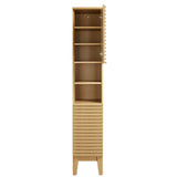 Vera Tall Narrow Bathroom Storage Cabinet in Oak