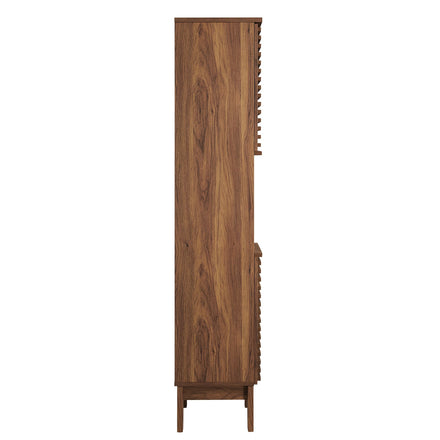 Render Tall Narrow Bathroom Storage Cabinet in Walnut