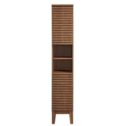Render Tall Narrow Bathroom Storage Cabinet in Walnut