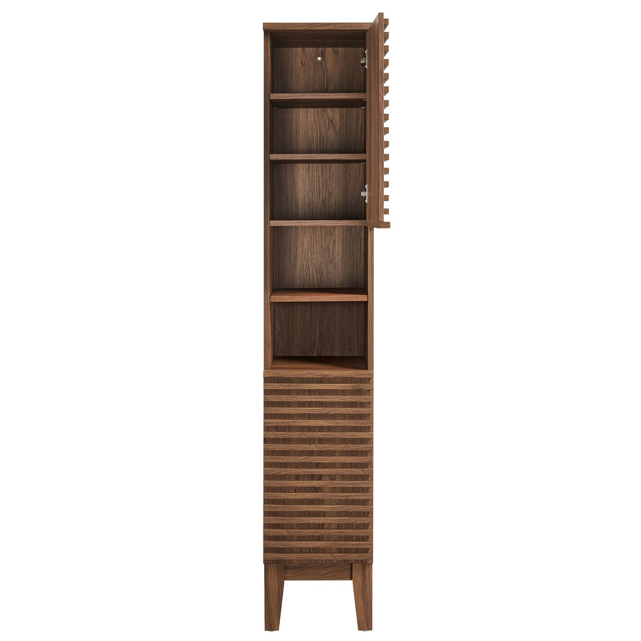 Vera Tall Narrow Bathroom Storage Cabinet in Walnut