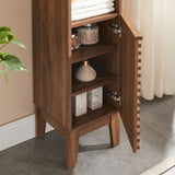 Vera Tall Narrow Bathroom Storage Cabinet in Walnut