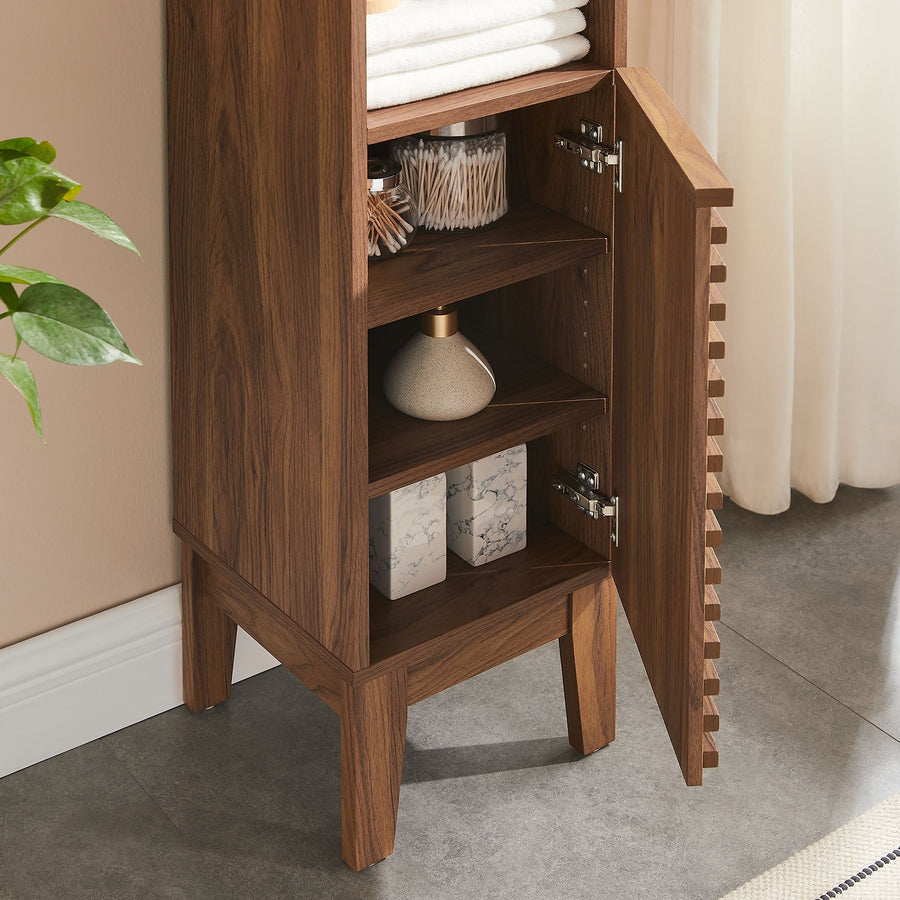 Vera Tall Narrow Bathroom Storage Cabinet in Walnut