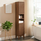 Vera Tall Narrow Bathroom Storage Cabinet in Walnut
