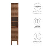 Vera Tall Narrow Bathroom Storage Cabinet in Walnut