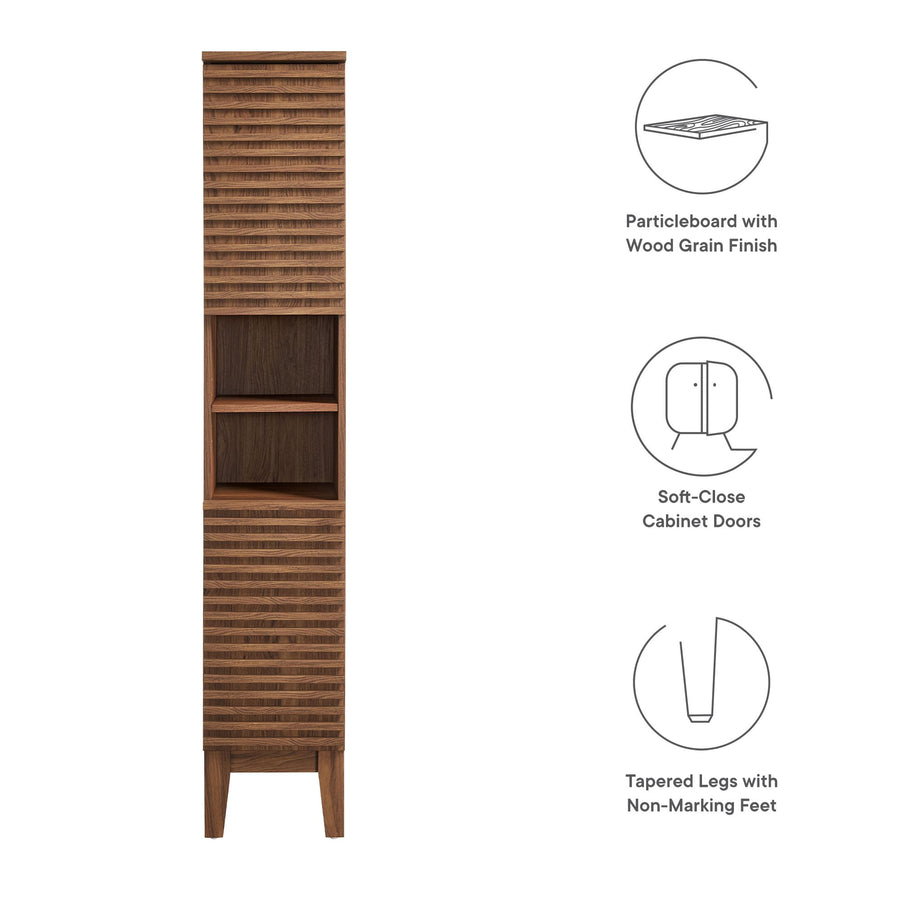 Vera Tall Narrow Bathroom Storage Cabinet in Walnut