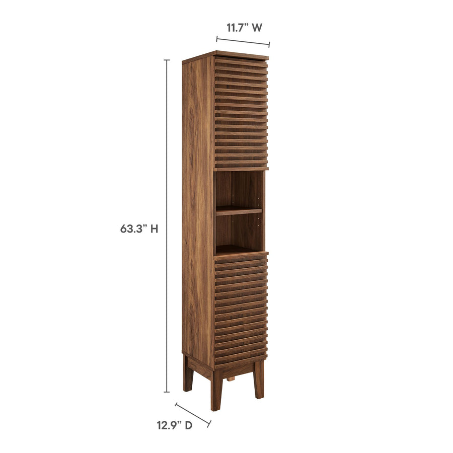 Vera Tall Narrow Bathroom Storage Cabinet in Walnut