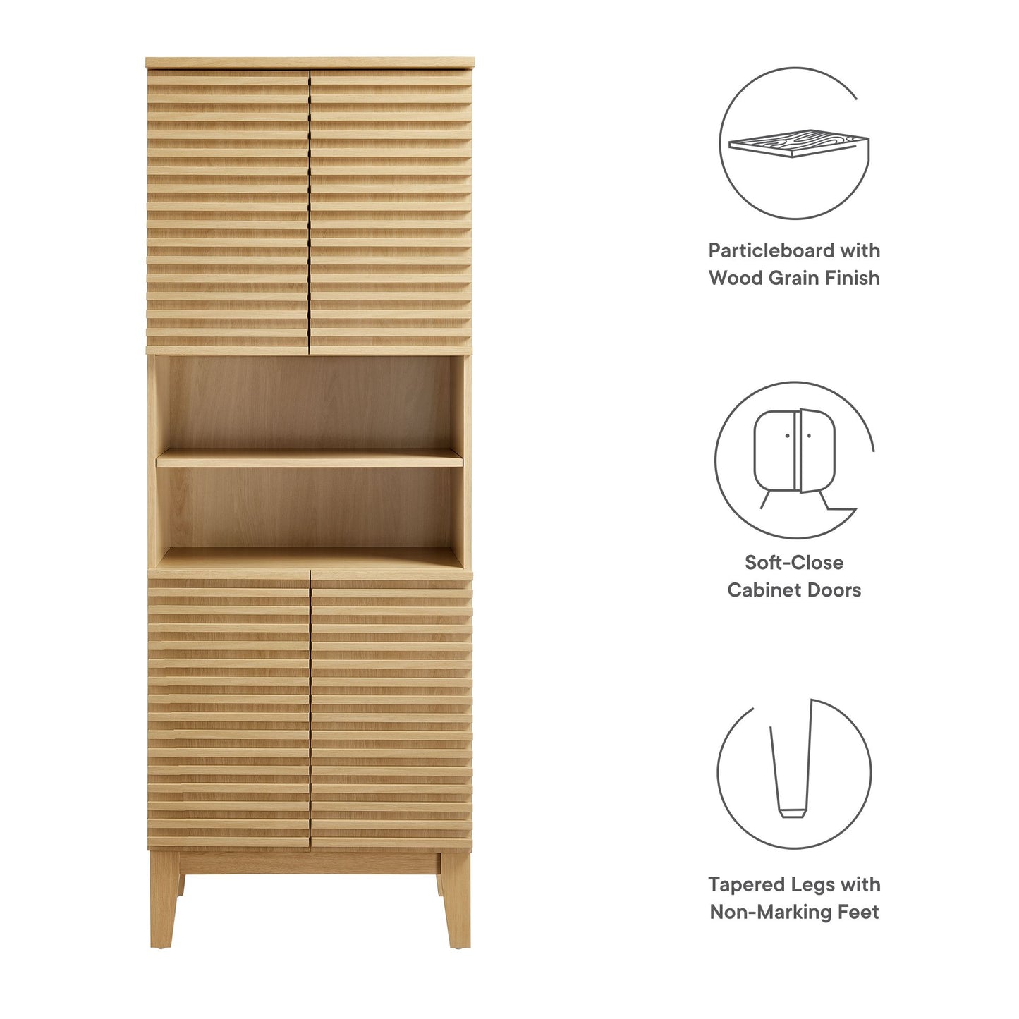 Vera Tall Bathroom Storage Cabinet in Oak