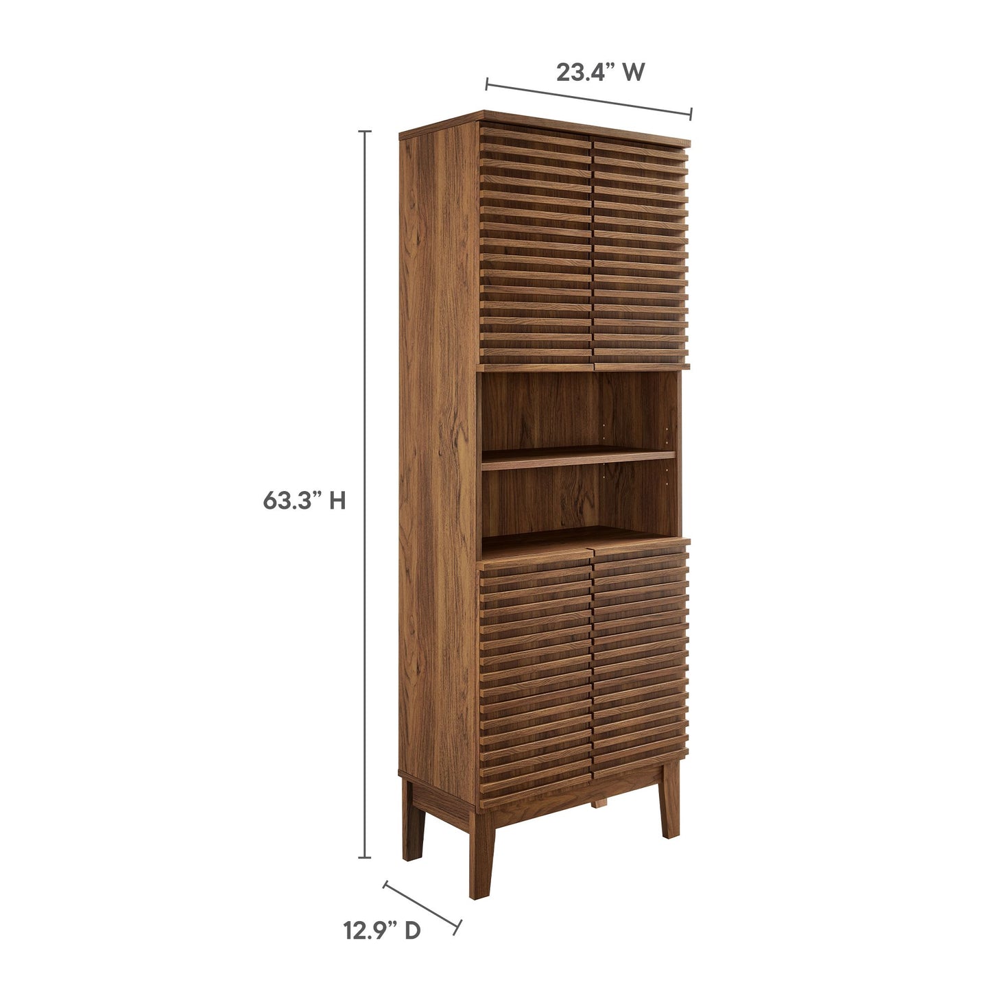 Vera Tall Bathroom Storage Cabinet in Walnut
