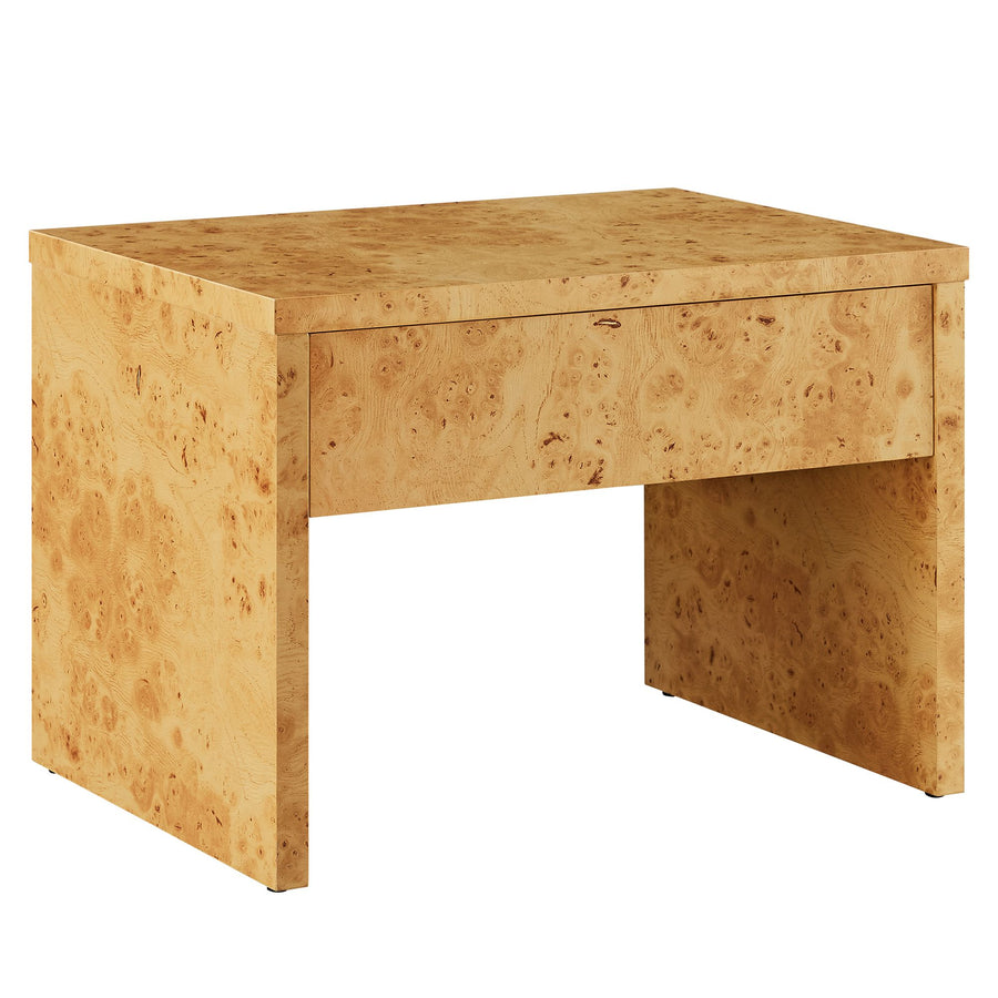 Haven 1-Drawer Burl Wood Nightstand in Natural