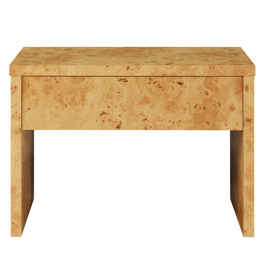 Haven 1-Drawer Burl Wood Nightstand in Natural