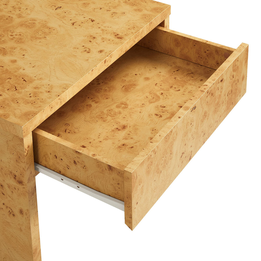 Haven 1-Drawer Burl Wood Nightstand in Natural