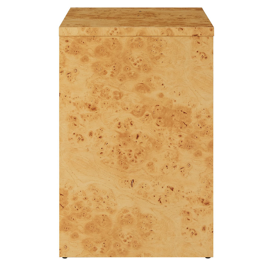 Haven 1-Drawer Burl Wood Nightstand With Shelf in Natural