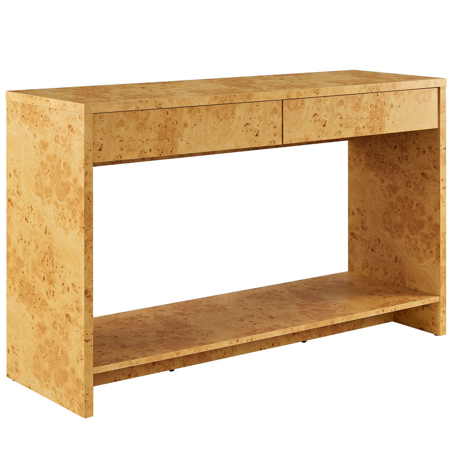 Haven 2-Drawer Burl Wood Console Table in Natural
