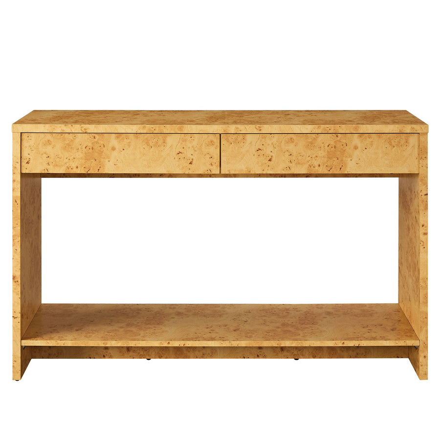 Haven 2-Drawer Burl Wood Console Table in Natural