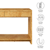 Haven 2-Drawer Burl Wood Console Table in Natural