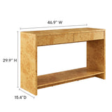 Haven 2-Drawer Burl Wood Console Table in Natural