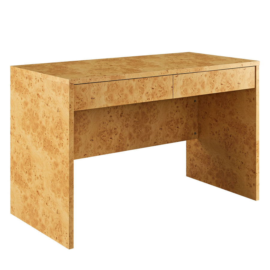 Haven 2-Drawer Burl Wood Desk in Natural
