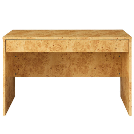 Hudson 2-Drawer Burl Wood Desk in Natural