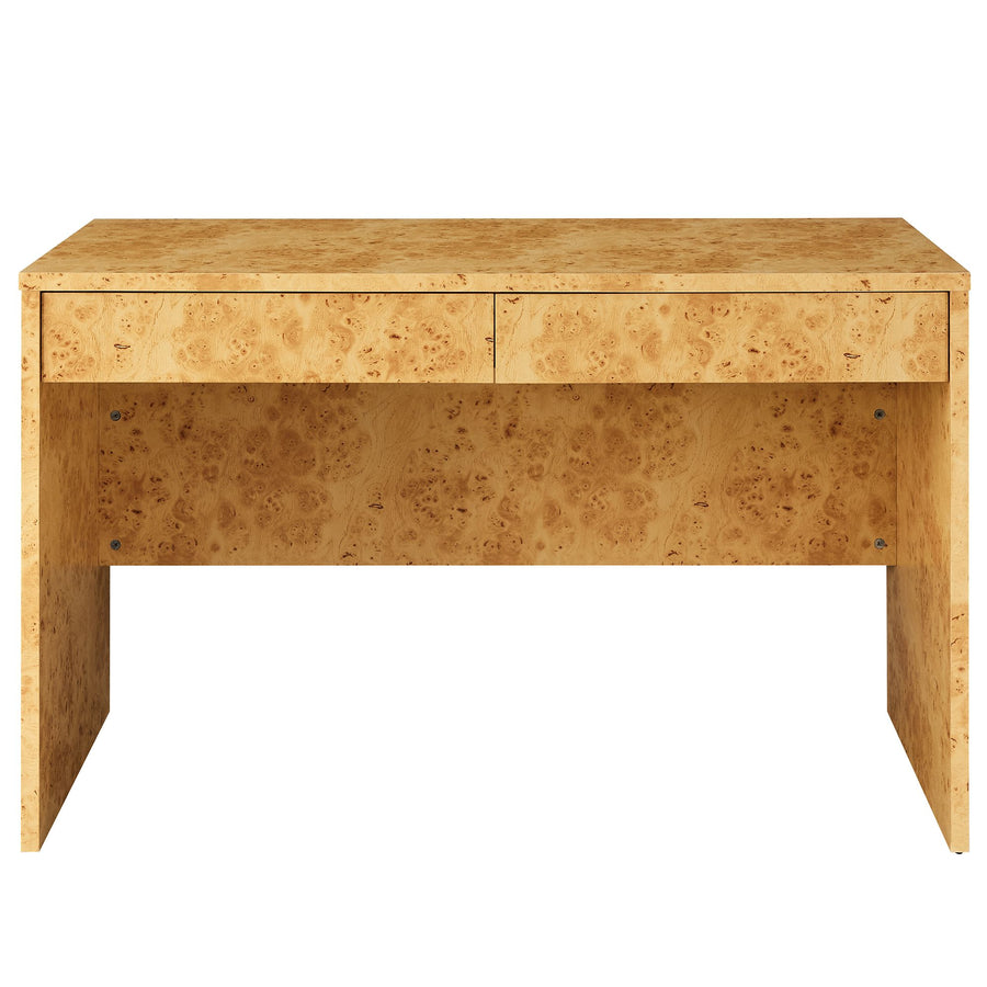 Haven 2-Drawer Burl Wood Desk in Natural