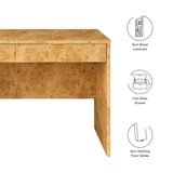 Haven 2-Drawer Burl Wood Desk in Natural