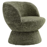 Trosa Chenille Fabric Upholstered Swivel Chair in Basil