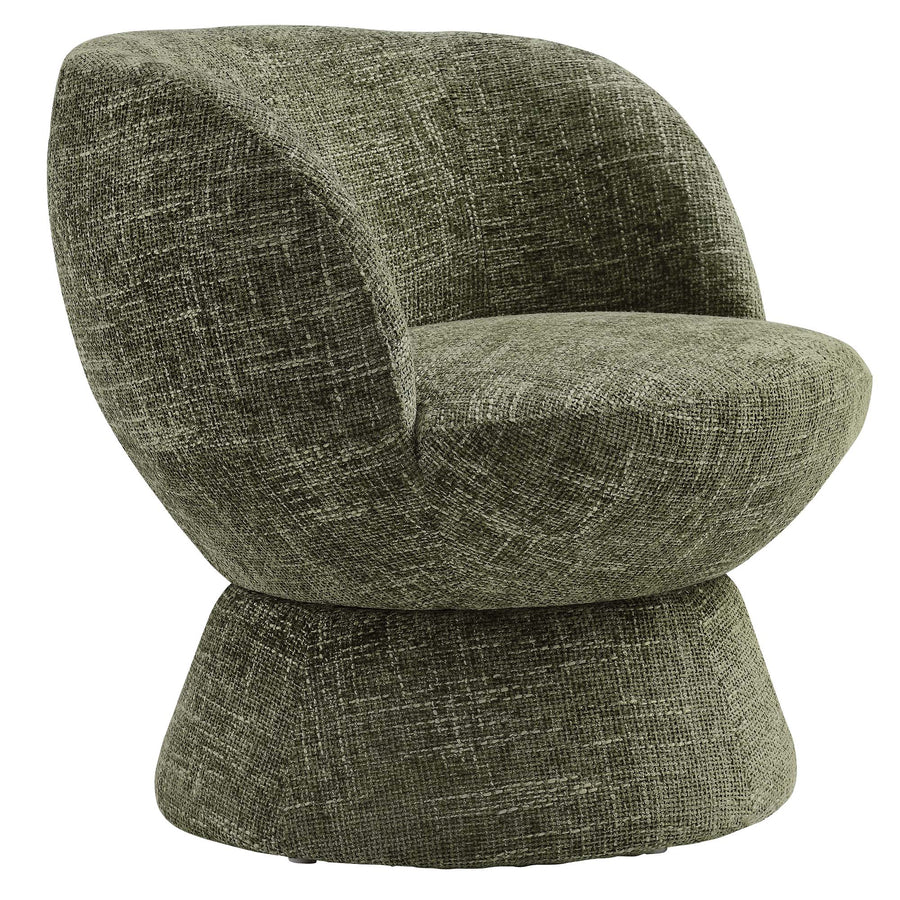 Trosa Chenille Fabric Upholstered Swivel Chair in Basil
