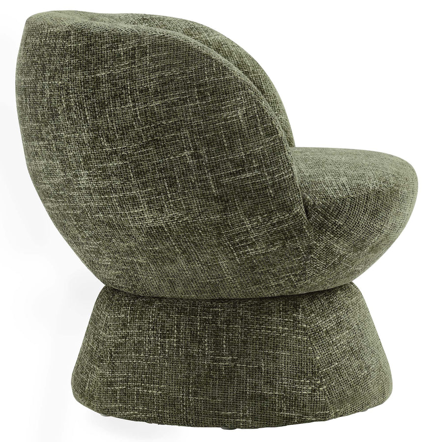 Trosa Chenille Fabric Upholstered Swivel Chair in Basil