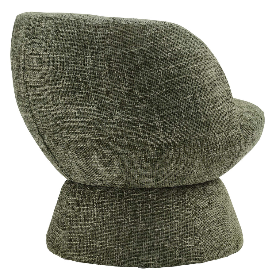 Trosa Chenille Fabric Upholstered Swivel Chair in Basil
