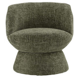 Trosa Chenille Fabric Upholstered Swivel Chair in Basil