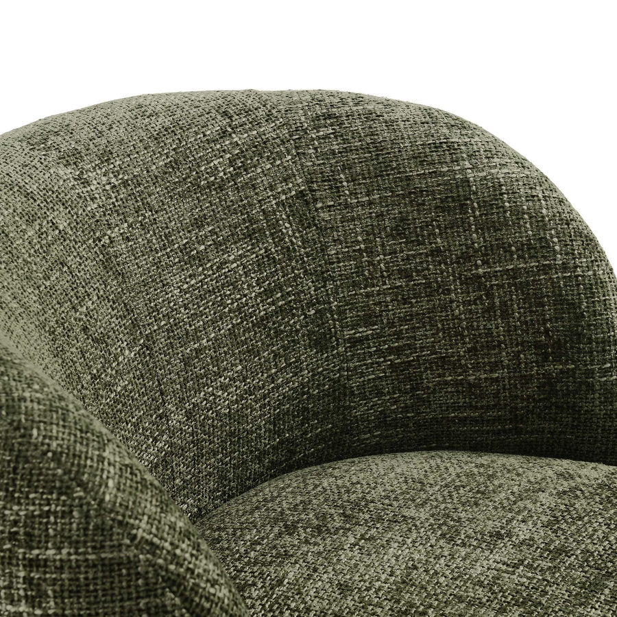 Trosa Chenille Fabric Upholstered Swivel Chair in Basil