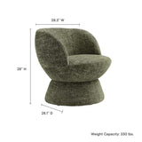 Trosa Chenille Fabric Upholstered Swivel Chair in Basil