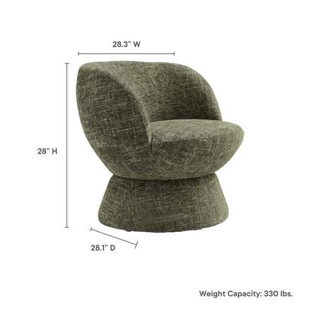 Vesta Chenille Fabric Upholstered Swivel Chair in Basil