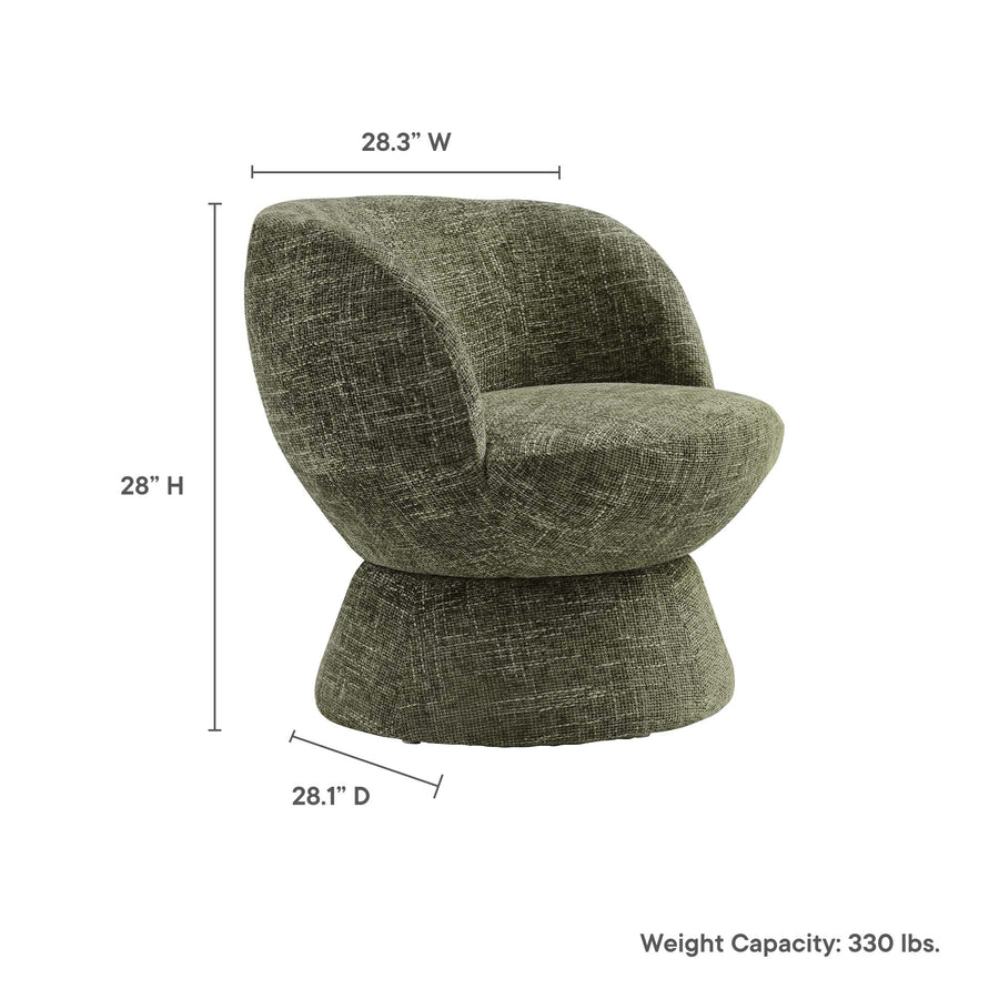 Trosa Chenille Fabric Upholstered Swivel Chair in Basil