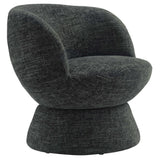 Trosa Chenille Fabric Upholstered Swivel Chair in Carbon Black