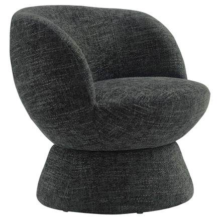 Vesta Chenille Fabric Upholstered Swivel Chair in Carbon Black
