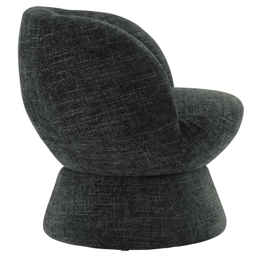 Trosa Chenille Fabric Upholstered Swivel Chair in Carbon Black