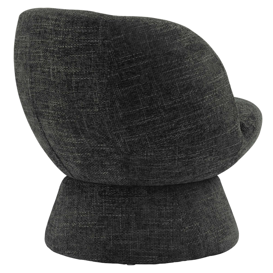 Trosa Chenille Fabric Upholstered Swivel Chair in Carbon Black