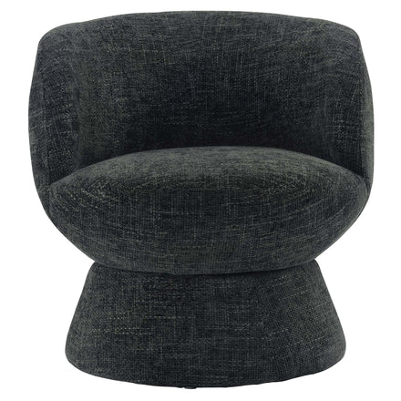 Vesta Chenille Fabric Upholstered Swivel Chair in Carbon Black