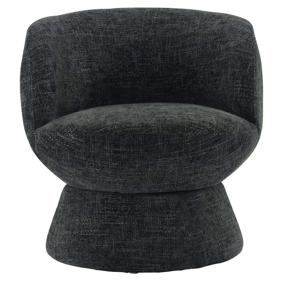 Trosa Chenille Fabric Upholstered Swivel Chair in Carbon Black